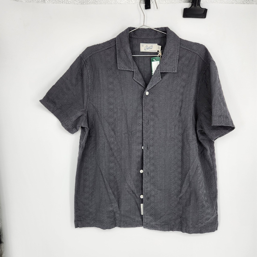 Grayers Men's Dark Grey Medium‎ Resort Embroidered Shirt NWT